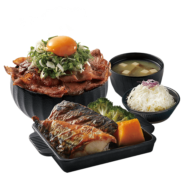 Grilled Mackerel Teppanyaki + Grilled Beef/Pork Donburi