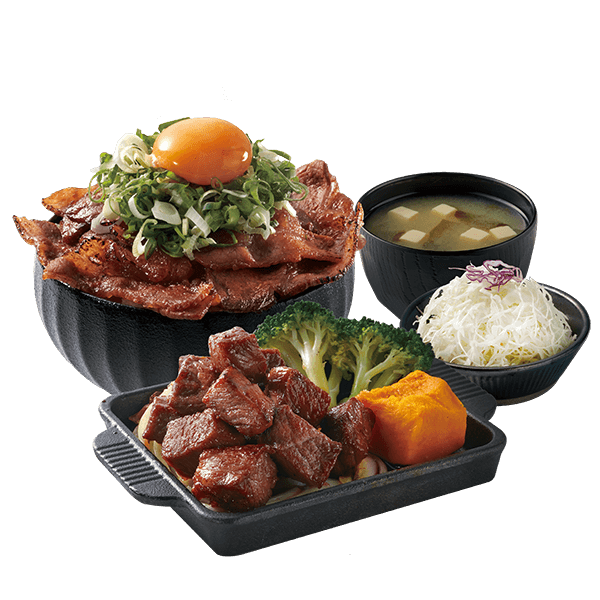 Beef Cubes Teppanyaki+ Grilled Beef/Pork Donburi