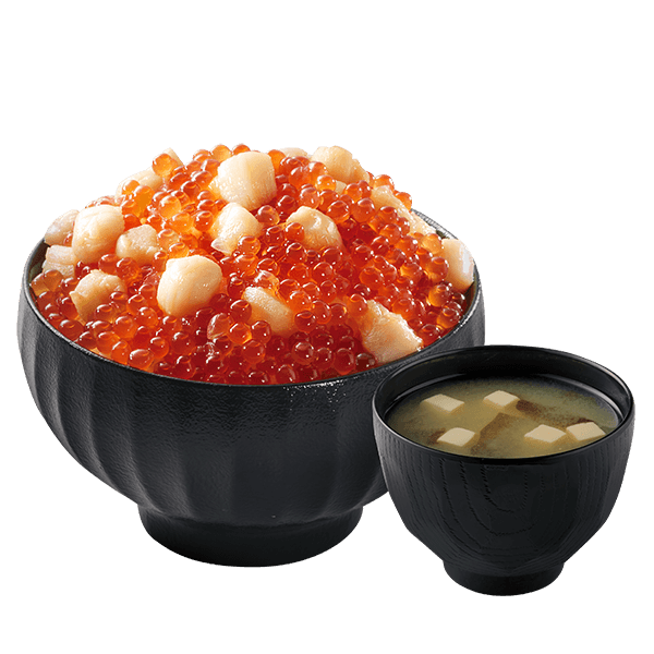 Salmon Roe and Scallop Donburi