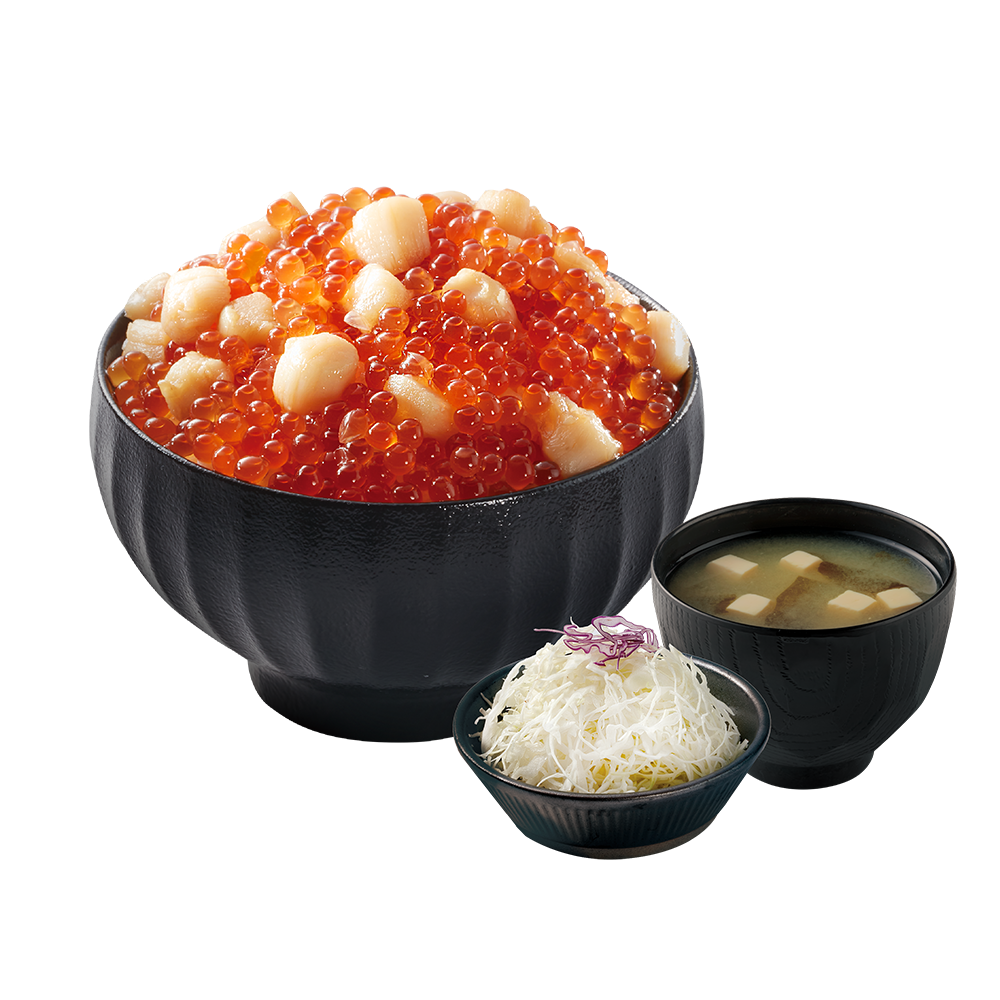 Salmon Roe and Scallop Donburi